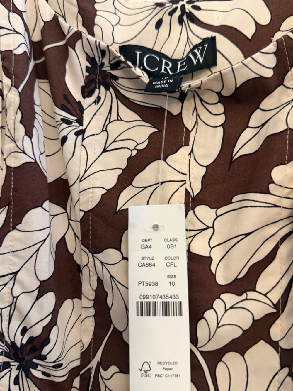 J. Crew Brown and Cream Floral Fit and Flare Midi Dress - Picture 5 of 7
